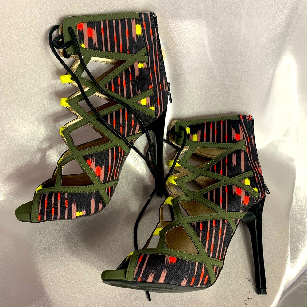 Stylish Green and Black Ankle Booties